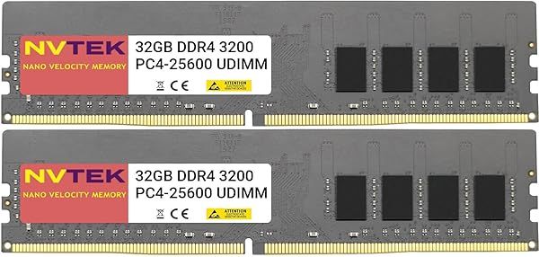 NVTEK 64GB DDR4 3200MHZ PC4-25600 UDIMM Desktop Memory Kit 2X32GB Non-ECC Unbuffered 288-PIN for High Performance Computing