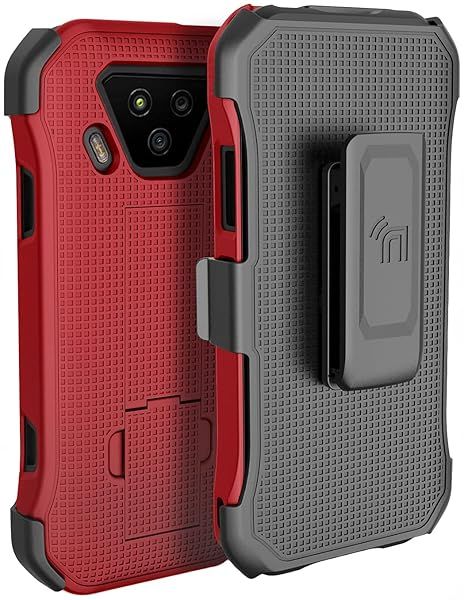 Kyocera DuraForce Ultra 5G UW Case with Kickstand & Belt Clip - Nakedcellphone Combo in Red