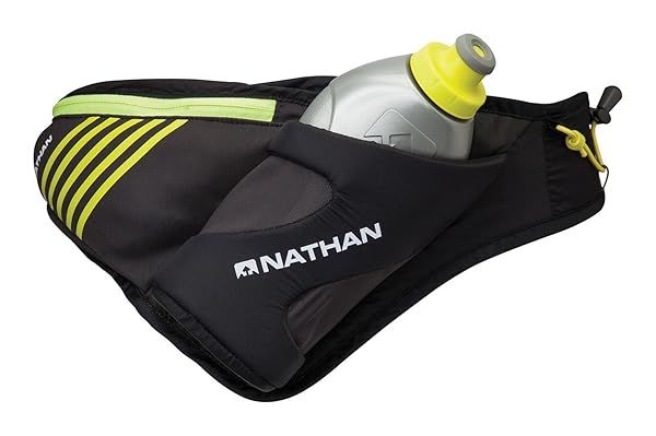 Nathan Peak Hydration Waist Pack: 18oz Flask, Zippered Pocket & Adjustable Fit for Runners