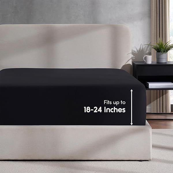"Nestl Black California King Fitted Sheet - Extra Deep Pocket, Ultra Soft 1800 Microfiber for 24" Mattresses"