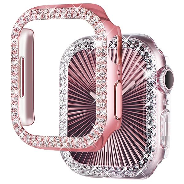 NewWays 2-Pack Bling Apple Watch Cases 42mm Series 3 2 1 Protective Bumper Pink Clear for iWatch Series 1 2 3