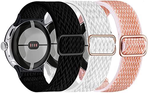 Nigaee Elastic Nylon Bands Compatible for Google Pixel Watch 2 Google Pixel Watch,Breathable Adjustable Replacement Wristbands for Women