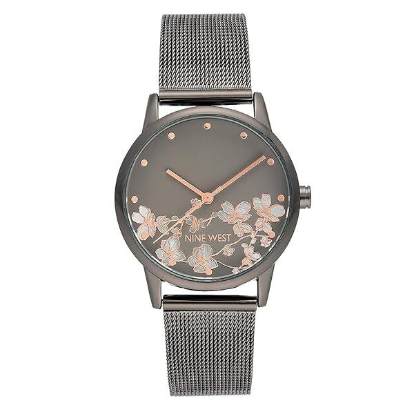Shop Nine West Women's Gunmetal & Silver-Tone Mesh Bracelet Watch NW/2429FLGY - Stylish & Affordable Timepiece