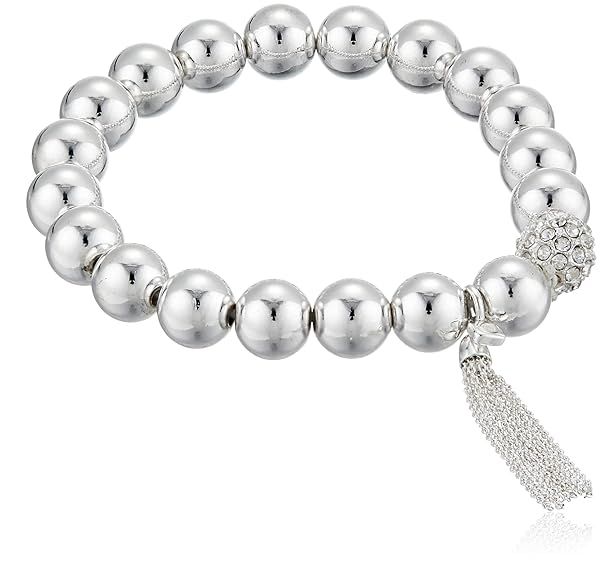 Shop Nine West Women's Silver Stretch Tassel Bracelet - Stylish & Versatile Accessory