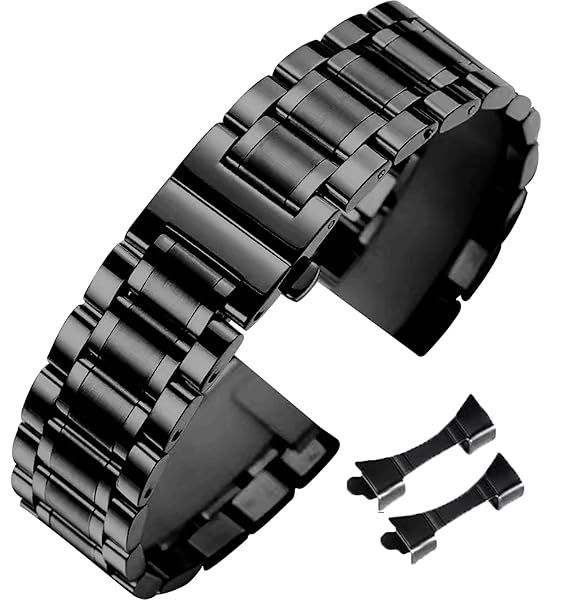 Niziruoup Stainless Steel Watch Band 24mm for Men Women Universal Metal Watch Strap Smartwatch Replacement Band, 316L Stainless Steel, Black