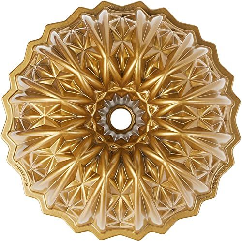 Nordic Ware Cut Crystal Bundt Pan - 10 Cup Gold | Perfect for Stunning Cakes