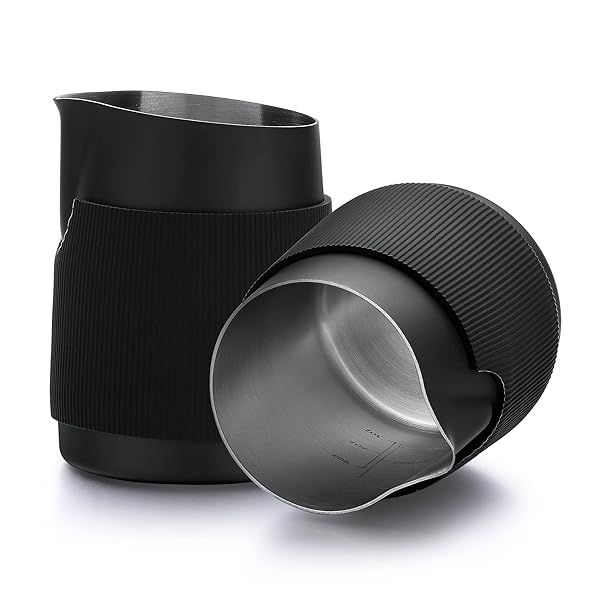 Normcore Handleless Milk Pitcher - 18/8 Stainless Steel Espresso Steaming Jug, 15.2 oz - Premium Barista Tool in Black