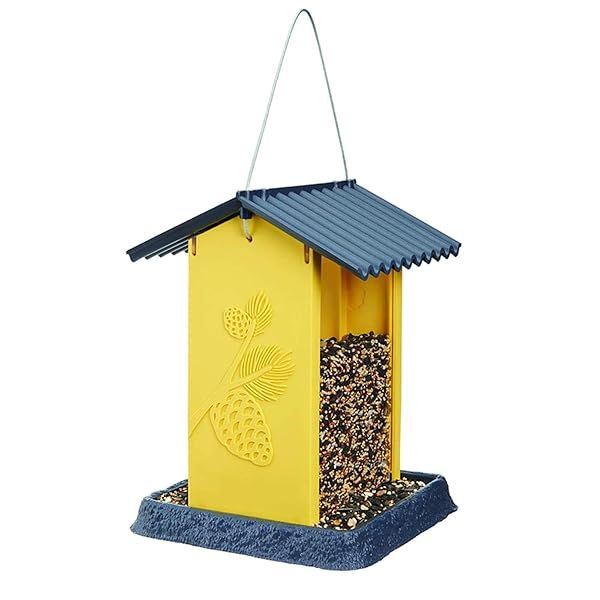 North States Village Yellow Pinecone Birdfeeder - Squirrel Proof, 4.25 lb Capacity, Perfect for Outdoor Bird Watching