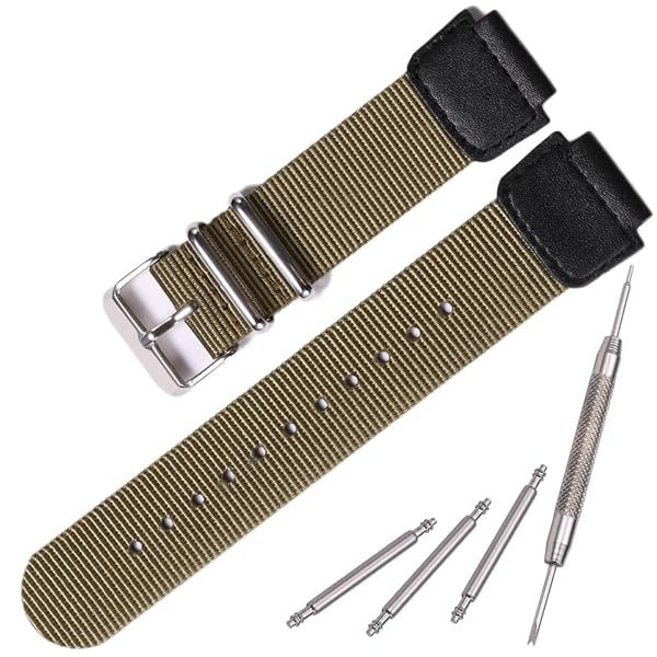 Army Green Nylon Watch Strap for Casio AE1200WH, AE-1000, SGW-300H, SGW-400, AQ-S810W - 18mm Men's Replacement Band