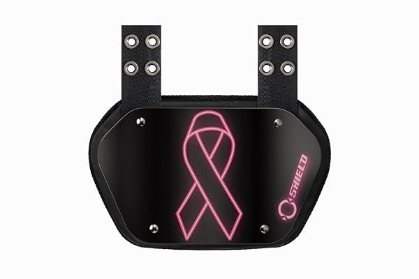 O Shield Pink Ribbon Football Back Plate, Lower Back Pads for Football Players, Rear Protector, Universal Fit, BCRF (Breast Cancer Research