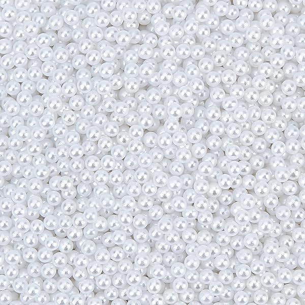 OLYCRAFT 10000pcs No Hole White Pearl Beads Super Tiny Acrylic Mini Resin Filling Material for Nail Art Jewelry Making