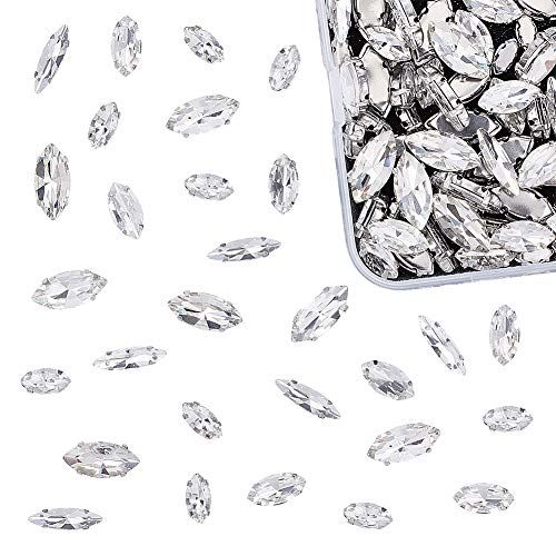 OLYCRAFT 100pcs Sew On Rhinestones Mixed Size Flatback Claw Crystal Glass for Jewelry Costume Dress and Shoes