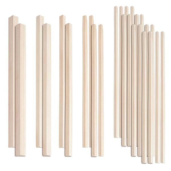 OLYCRAFT 26pc Triangle Wood Sticks - 5 Sizes Unfinished Wooden Strips and Dowels - Natural Wood Triangle Sticks for Model Accessories