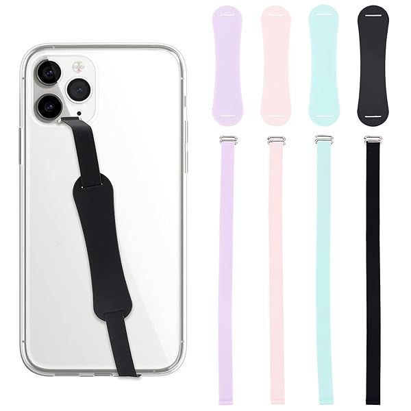 OLYCRAFT 4 Sets Silicone Phone Finger Strap Universal Silicone Elastic Loop Phone Grip Reusable Hand Finger Holder Phone Grip Holder for Most Phone