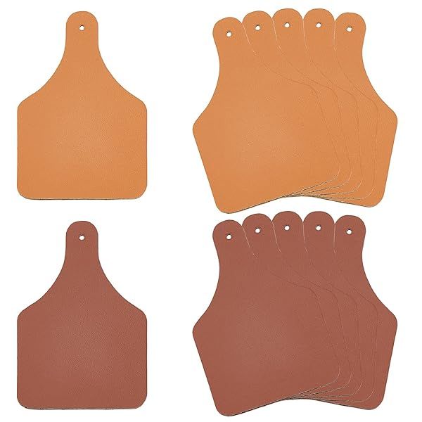 OLYCRAFT 40Pcs Imitation Leather Tags Leather Blank Cow Ear Tag 3x2 Inch Leather Labels with Hole 2mm Thick Blank PU Leather Tags for Stamping DIY