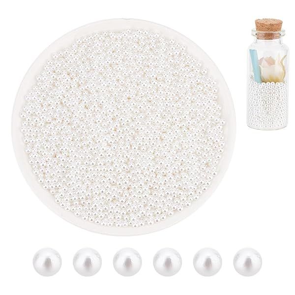 OLYCRAFT 4700pcs Mini White Pearl Beads 3mm No Hole Loose Acrylic Beads for Resin Crafting Nail Art Makeup Jewelry Making
