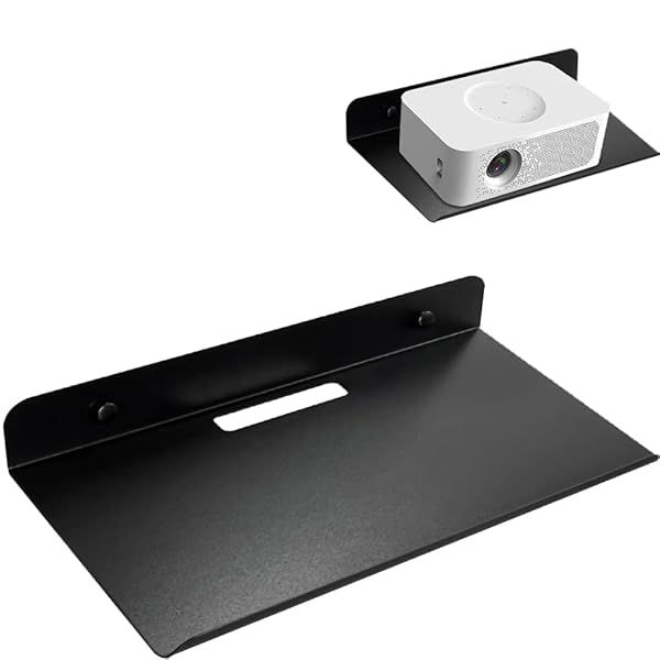 OLizee Drill-Free Wall Mount Floating Display Shelf with Cable Hole Baby Monitor Projector Wall Shelf Video Camera Storage WiFi Router Smart Speaker