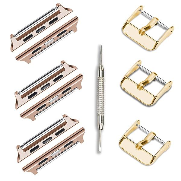 ONELANKS Watch Adapter Connector Kit for Apple Watch Bands 38mm 40mm 41mm Metal Buckle Clip 3 Pack