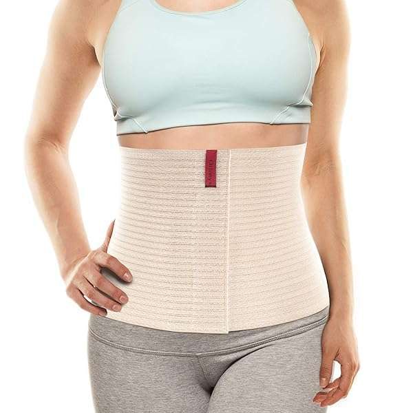 "ORTONYX 10.25" Abdominal Binder for Men & Women - Postpartum & Post-Surgery Support Belt for Hernia Relief (Beige L/XXL)"