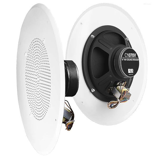 "OSD Audio 8" Commercial 70V Ceiling Speakers - Professional White C1070 for Superior Sound"