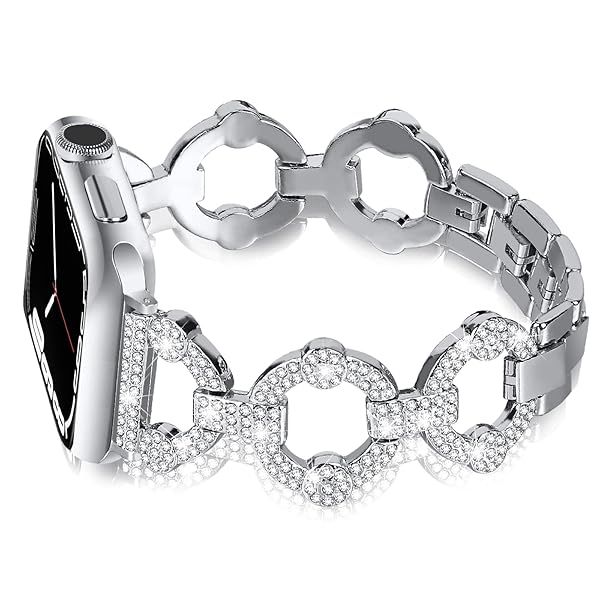 OULUCCI Bling Bands Compatible With Apple Watch Band Series 11 10 9 8 7 6 5 4 3 2 1 38mm 40mm 42mm 44mm 45mm 46mm Diamond Jewelry Metal O-Shape
