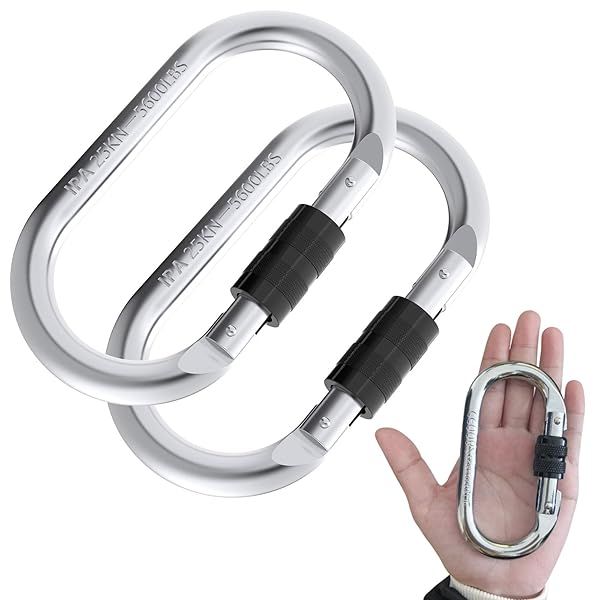 Oak-Sports Heavy Duty Caribeener Clips (25kn) - Multipurpose Climbing Carabiner for Ropes, Hammocks & Rigging (2 Pack)