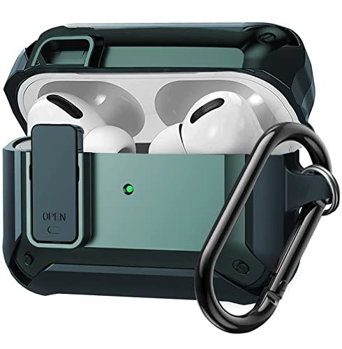 Olytop for Airpods Pro 2 Case With Lock Lid, Shockproof Protective Cover for Apple Airpod Pro 2nd 1st Generation 2022 2019, Skin Shell With Carabiner
