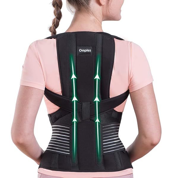 Omples Posture Corrector for Men & Women - Thoracic Back Brace for Neck Pain Relief & Body Correction (Large, 39-42 inch Waist)