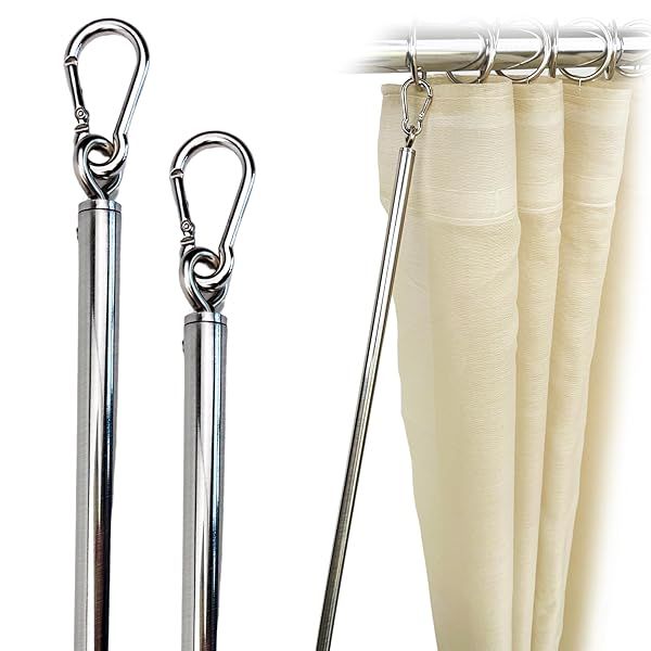 OooWow 36 Inch Stainless Steel Curtain Pull Wand 2 Pack Versatile Strong Metal Drapery Rod