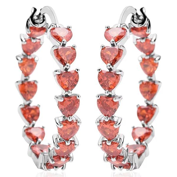 Heart Cubic Zirconia Orange Earrings for Women Trendy Vintage Crystal Hoop Jewelry Birthday Gifts