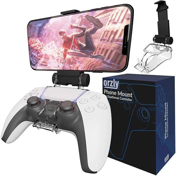 Orzly PS5 Controller Mobile Gaming Clip: Adjustable Phone Mount for DualSense Controller