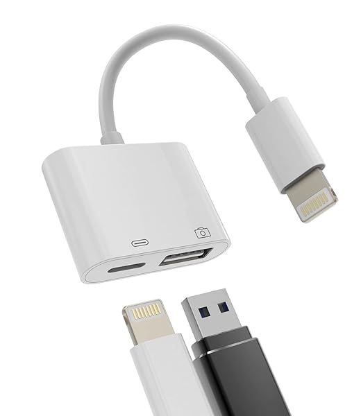 OTG Adapter Lightning Male to USB Female for iPhone 13/12/11 & iPad - Charger Cable & Memory Stick Connector