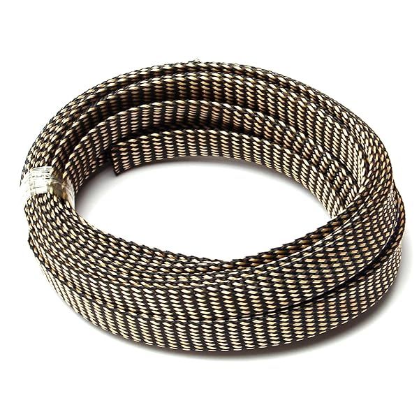 Othmro 16.4ft Expandable Braided Cable Sleeves for TV Audio PC Computer Cords Flexible Wire Mesh Organizer Black Gold