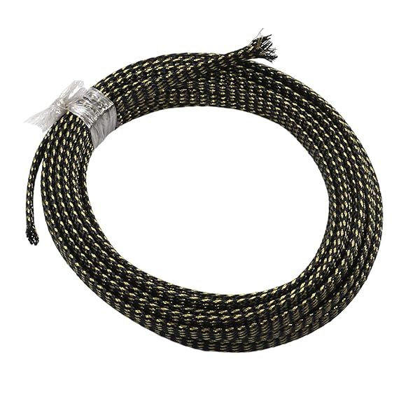 Othmro 16.4ft PET Expandable Braided Cable Sleeve for TV Audio PC Cords Black Gold Flexible Wire Organizer