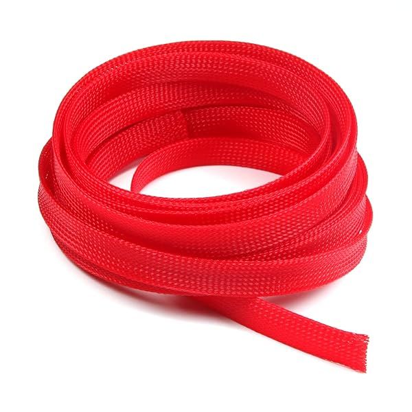 OTMRO 5m Red PET Expandable Cable Sleeving - Protect Power & Audio Cords from Pets Chewing