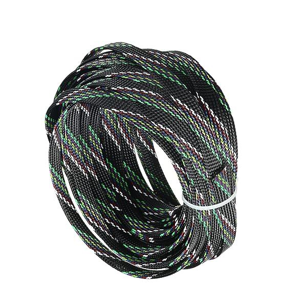 Othmro 10m Expandable Braid Cable Sleeving 10mm Flexible Wire Mesh Sleeve Multicolor Protects Cables from Pets Chewing