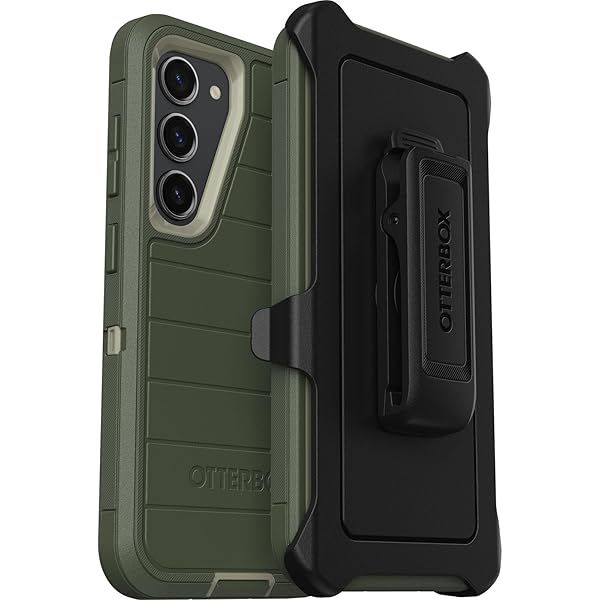 OtterBox Galaxy S23 Defender Series Case Lichen The Trek Rugged Durable with Port Protection Holster Clip Kickstand Microbial Defense