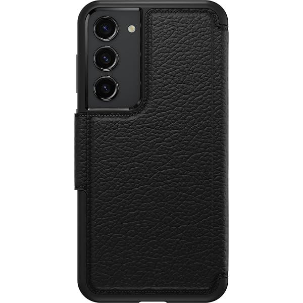 OtterBox Galaxy S23 Plus Strada Series Case Black Genuine Leather Card Holder Pocket Friendly Folio Case
