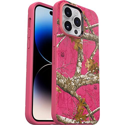 OtterBox Symmetry Series Antimicrobial Case with MagSafe for iPhone 14 Pro Max Realtree Flamingo Pink Camo