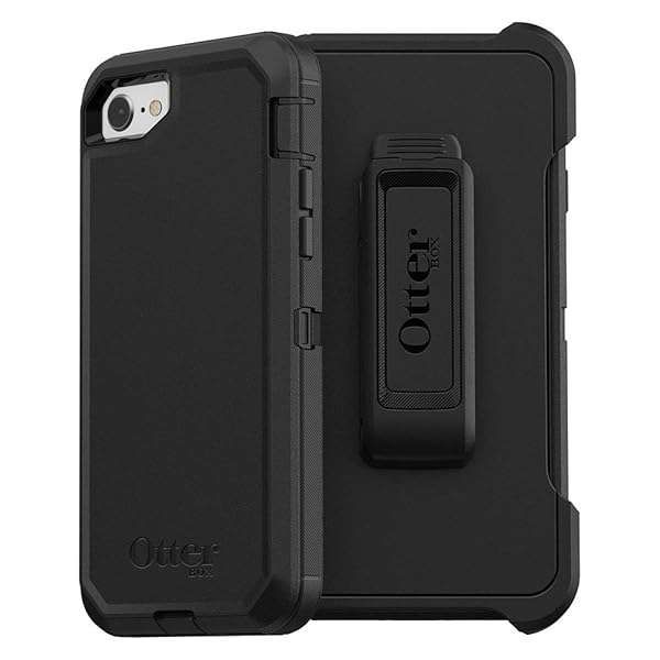 OtterBox Defender Series Case for iPhone SE 3rd/2nd Gen, 8 & 7 - Rugged Black with Holster Clip & Port Protection