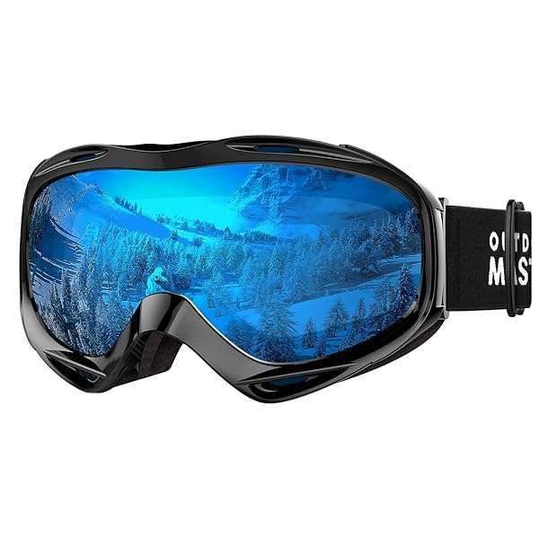 OutdoorMaster OTG Ski Goggles - UV Protection Over Glasses for Men, Women & Youth - Black Frame with Blue Lens