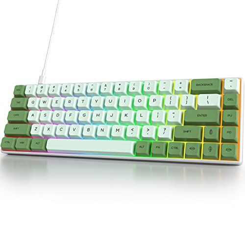 Owpkeenthy Wired 65% Percent Mechanical Gaming Keyboard Creamy Keycaps with Red Switch Ultra Compact RGB 60% Cute Green Gaming Keyboard N-Key