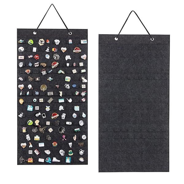 PACMAXI Hanging Brooch Pin Organizer Storage Case for 96 Pins Dark Gray Medium M-170 Slots