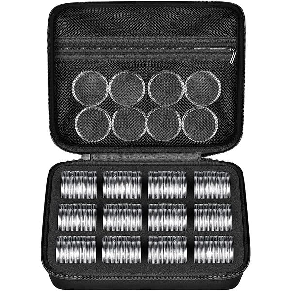 PAIYULE 96 Pieces 46mm Coin Capsules, with Foam Gasket and Plastic Storage Organizer Box, 6 Sizes (20 25 27 30 38 46mm) Coins Collector Case Holder