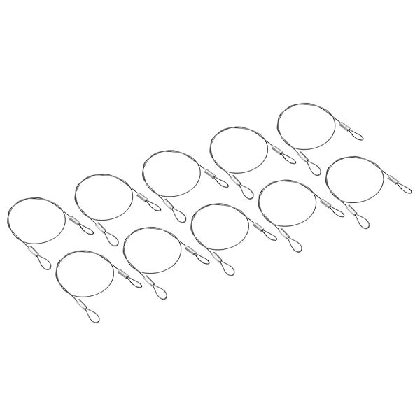 PATIKIL 12 Inch Safety Security Cable Wire, 10 Pack Stainless Steel 30cmx1mm Stage Lights Rope with Double Loop for DJ Lighting Luggage Lock