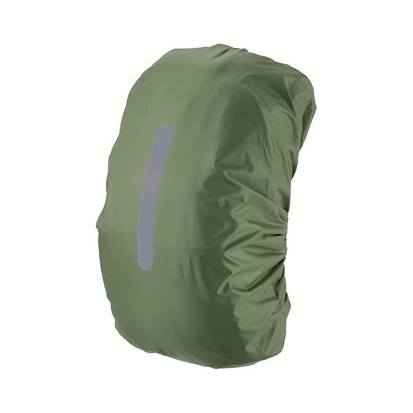 PATIKIL 15-25L Waterproof Backpack Rain Cover, Non-Slip Backpack Cover with Vertical Reflective Strap Stay Dry for Hiking, Camping, Hunting, XS, Olive