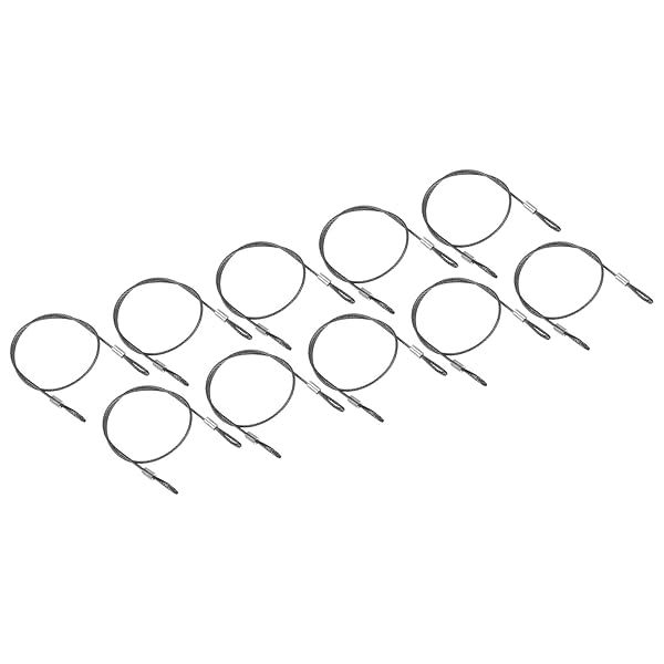 PATIKIL 16 Inch Safety Security Cable Wire, 10 Pack Stainless Steel 40cmx2mm Stage Lights Rope with Double Loop for DJ Lighting Luggage Lock