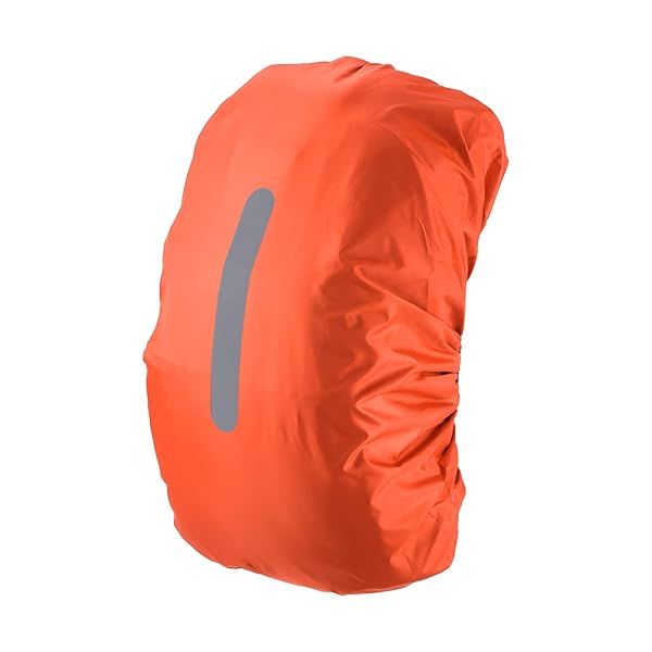 PATIKIL 30-40L Waterproof Backpack Rain Cover, Non-Slip Backpack Cover with Vertical Reflective Strap Stay Dry for Hiking, Camping, Hunting, S, Orange