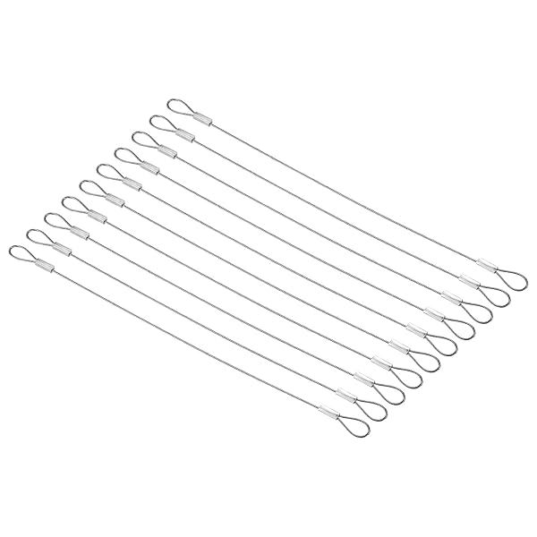 PATIKIL 8 Inch Safety Security Cable Wire, 10 Pack Stainless Steel 20cmx1mm Stage Lights Rope with Double Loop for DJ Lighting Luggage Lock