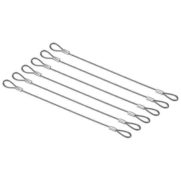 PATIKIL 8 Inch Safety Security Cable Wire, 6 Pack Stainless Steel 20cmx2mm Stage Lights Rope with Double Loop for DJ Lighting Luggage Lock